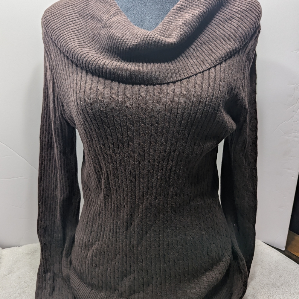 Chic Chocolate Cowl Neck Sweater